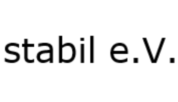 Schriftzug-Logo von stabile e.V. in schwarzer Schrift auf weißem Hintergrund.