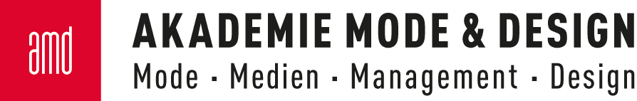Firmenlogo der AMD Akademie Mode & Design, Dachmarke im CMYK-Farbmodus