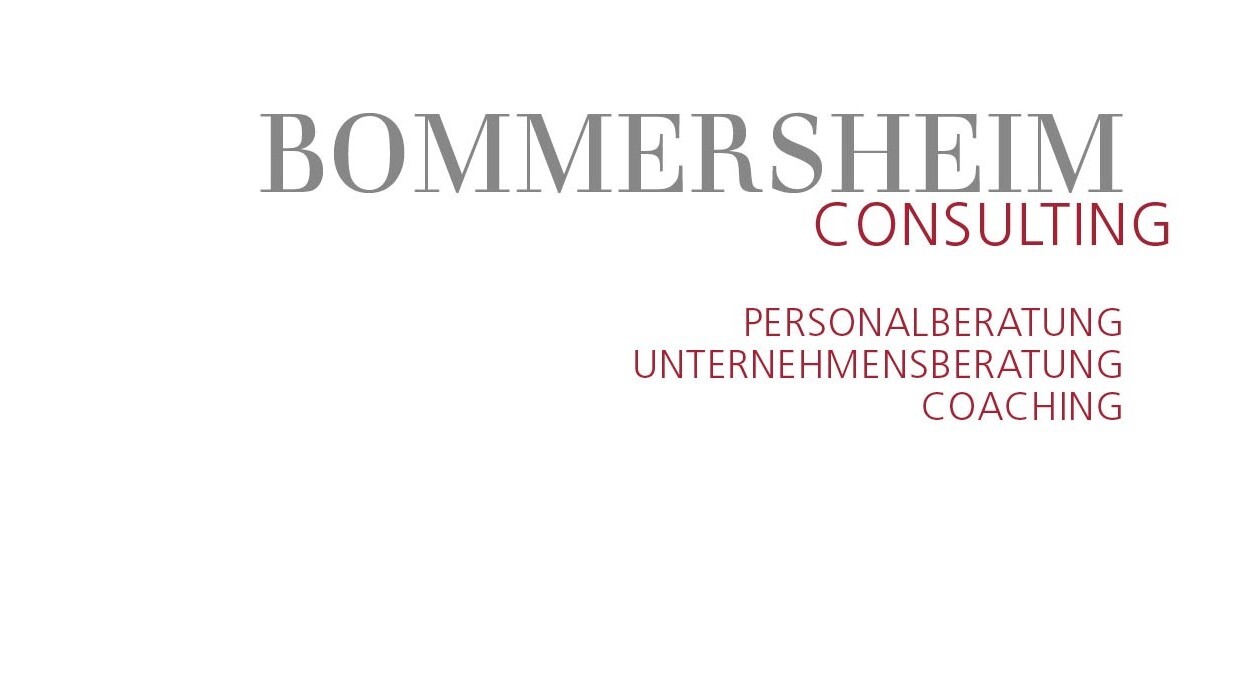 Logo von Bommersheim Consulting als Schriftzug mit den Untertiteln Personalberatung, Unternehmensberatung, Coaching.