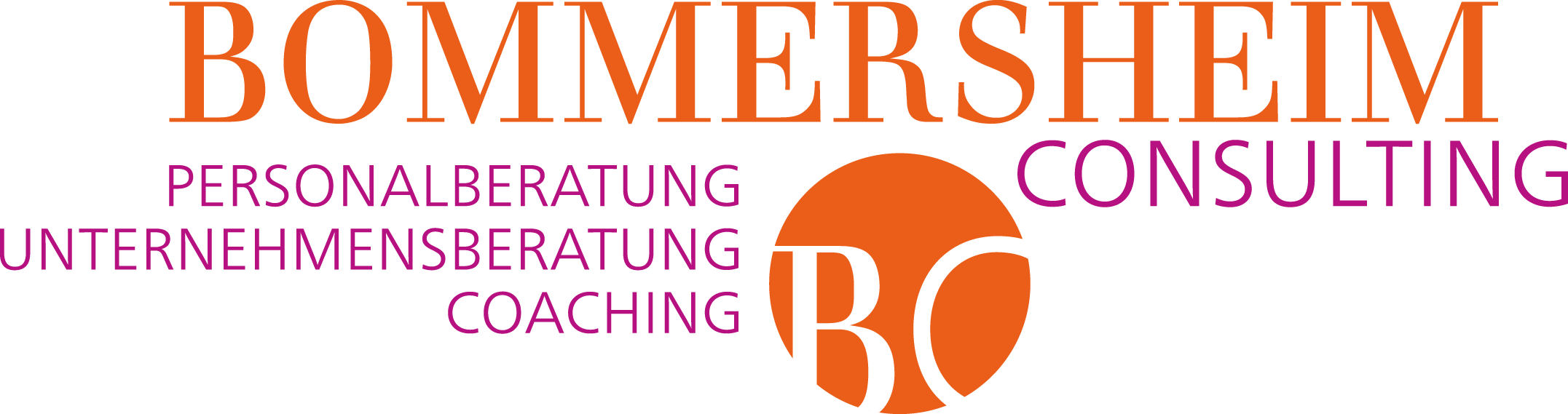 logo von Bommersheim Consulting mit dem Zusatz Personalberatung, Unternhmensberatung, Coaching