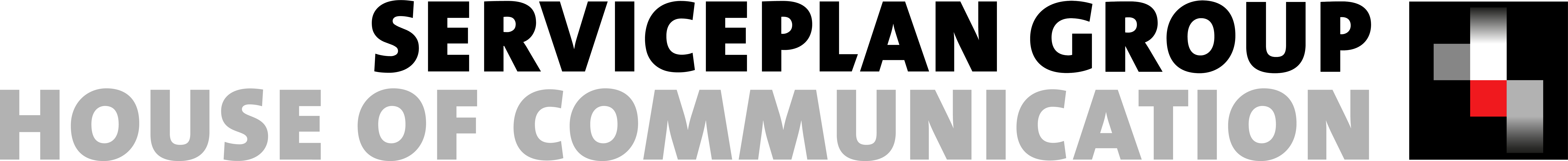 Logo der Serviceplan Group – internationale Kommunikations- und Werbeagentur, House of Communication (englische Version, RGB)