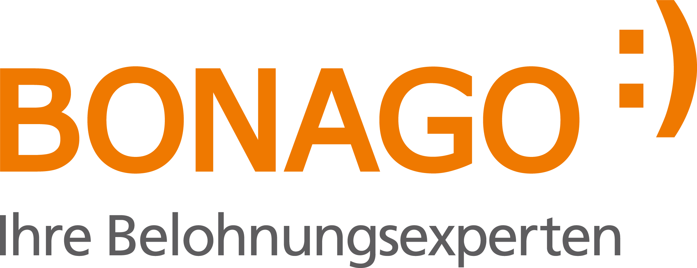 Logo von Bonago, Ihre Belohnungsexperten in Orange.