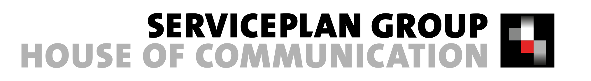 Logo der Serviceplan Group – internationale Kommunikations- und Werbeagentur, House of Communication (englische Version, RGB)