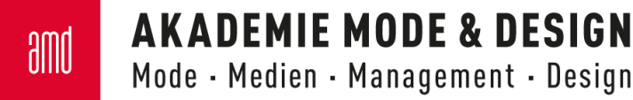 Firmenlogo der AMD Akademie Mode & Design, Dachmarke im CMYK-Farbmodus