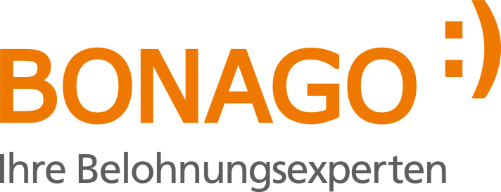 Logo von Bonago, Ihre Belohnungsexperten in Orange.