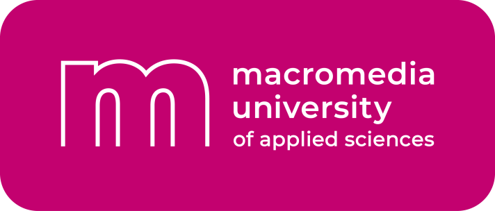 Logo der Macromedia University of Applied Sciences in raspberry