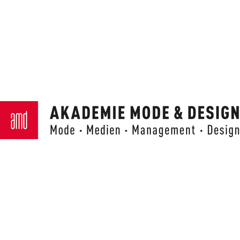 Firmenlogo der AMD Akademie Mode & Design, Dachmarke im CMYK-Farbmodus